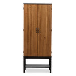 Load image into Gallery viewer, Baxton Studio Marya Mid-Century Modern Dark Brown And Walnut Two-Tone Solid Rubberwood Mdf Veneered Wine Cabinet
