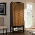 Load image into Gallery viewer, Baxton Studio Marya Mid-Century Modern Dark Brown And Walnut Two-Tone Solid Rubberwood Mdf Veneered Wine Cabinet
