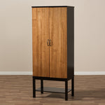 Load image into Gallery viewer, Baxton Studio Marya Mid-Century Modern Dark Brown And Walnut Two-Tone Solid Rubberwood Mdf Veneered Wine Cabinet
