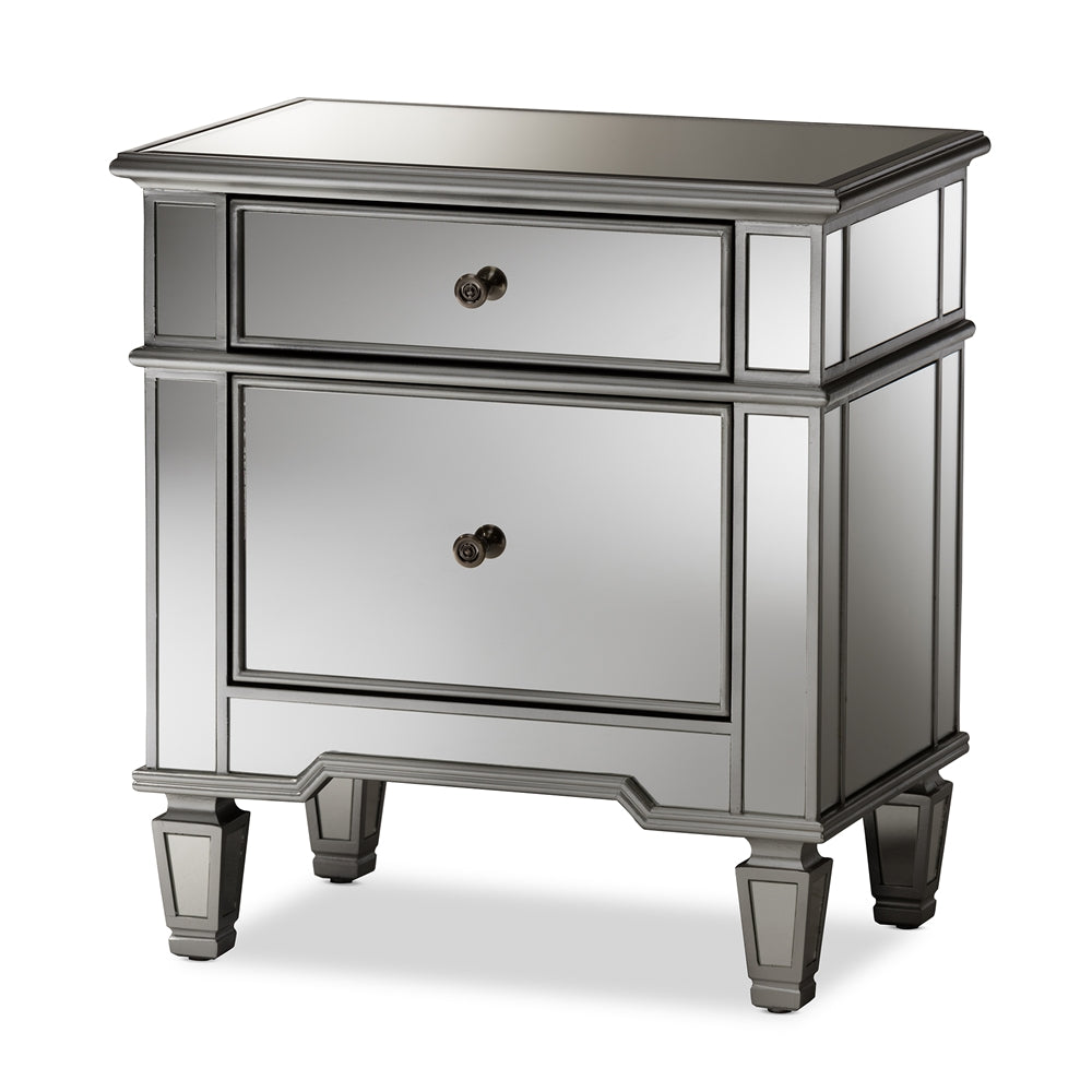 Baxton Studio Sussie Hollywood Regency Glamour Style 2-Drawer Nightstand