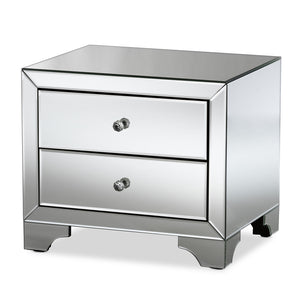 Baxton Studio Farrah Hollywood Regency Glamour Style 2-Drawer Nightstand