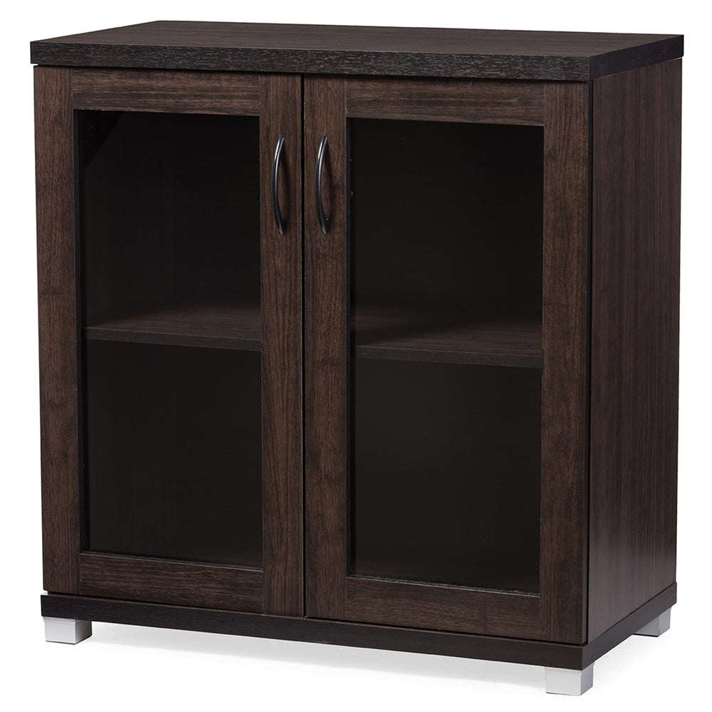 Baxton Studio Zentra Modern and Contemporary Sideboard Storage Cabinet with Glass Doors