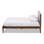 Load image into Gallery viewer, Baxton Studio Leyton Mid-Century Fabric and Medium Brown Finish Wood Platform Bed - King Size, Queen Size
