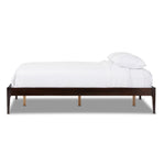 Load image into Gallery viewer, Baxton Studio Bentley Mid-Century Modern Cappuccino Finishing Solid Wood Queen Size Bed Frame
