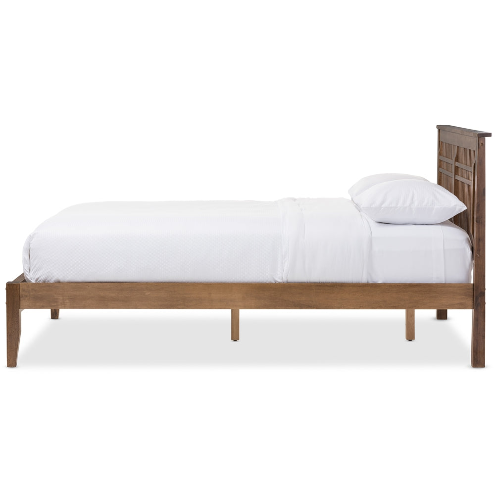 Baxton Studio Loafey Mid-Century Modern Solid Wood Window-Pane Style Platform Bed