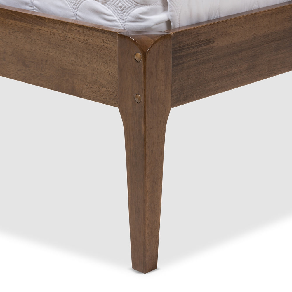 Baxton Studio Ember Mid-Century Medium Brown Finish Wood Platform Bed - King Size, Queen Size, Full Size