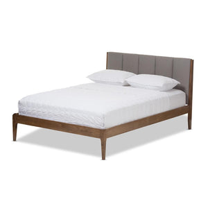 Baxton Studio Ember Mid-Century Medium Brown Finish Wood Platform Bed - King Size, Queen Size, Full Size