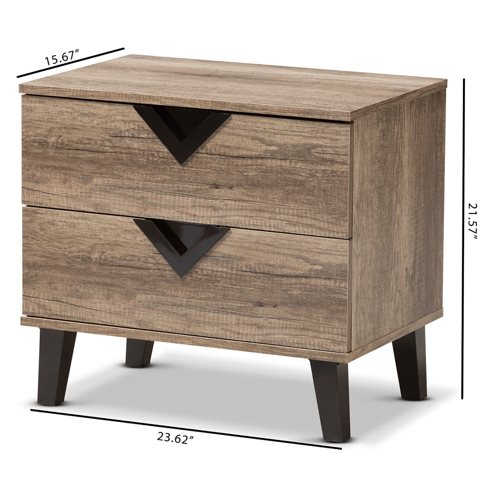 Baxton Studio Swanson Modern And Contemporary Light Brown Wood 2-Drawer Nightstand