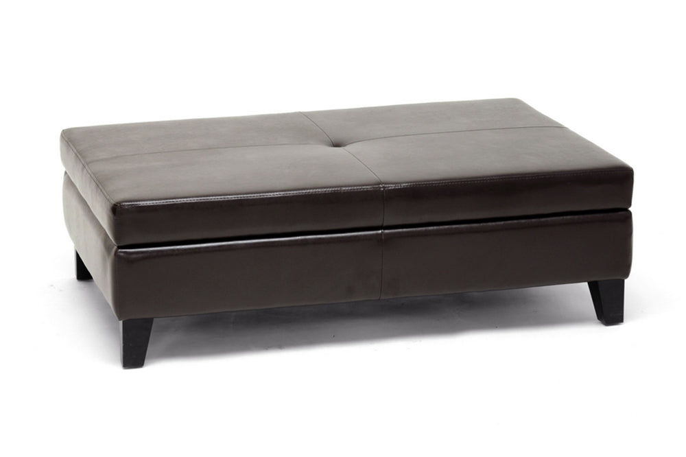 Baxton Studio Sandusky Full Leather Cocktail Ottoman