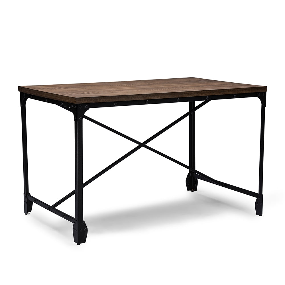 Baxton Studio Greyson Vintage Industrial Antique Bronze Home Office Wood Desk