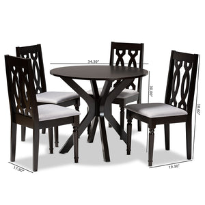 Baxton Studio Callie Modern And Contemporary Grey Fabric Upholstered And Dark Brown Finished Wood 5-Piece Dining Set