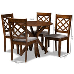 Load image into Gallery viewer, Baxton Studio Jana Modern And Contemporary Grey Fabric Upholstered And Walnut Brown Finished Wood 5-Piece Dining Set
