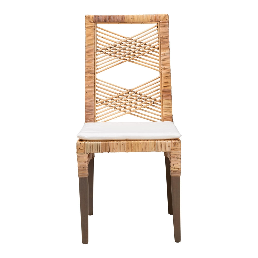 Baxton Studio Poltak Modern Bohemian Natural Brown Rattan Dining Chair