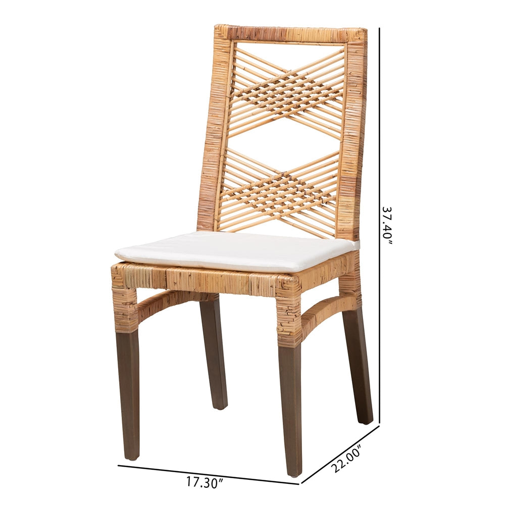 Baxton Studio Poltak Modern Bohemian Natural Brown Rattan Dining Chair