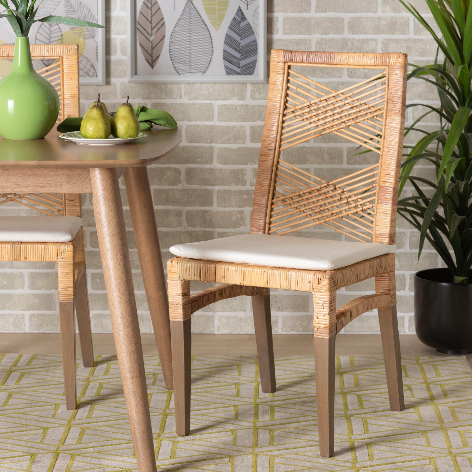 Baxton Studio Poltak Modern Bohemian Natural Brown Rattan Dining Chair