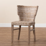 Load image into Gallery viewer, Baxton Studio Enver Modern Bohemian Grey Rattan And Brown Wood Dining Chair
