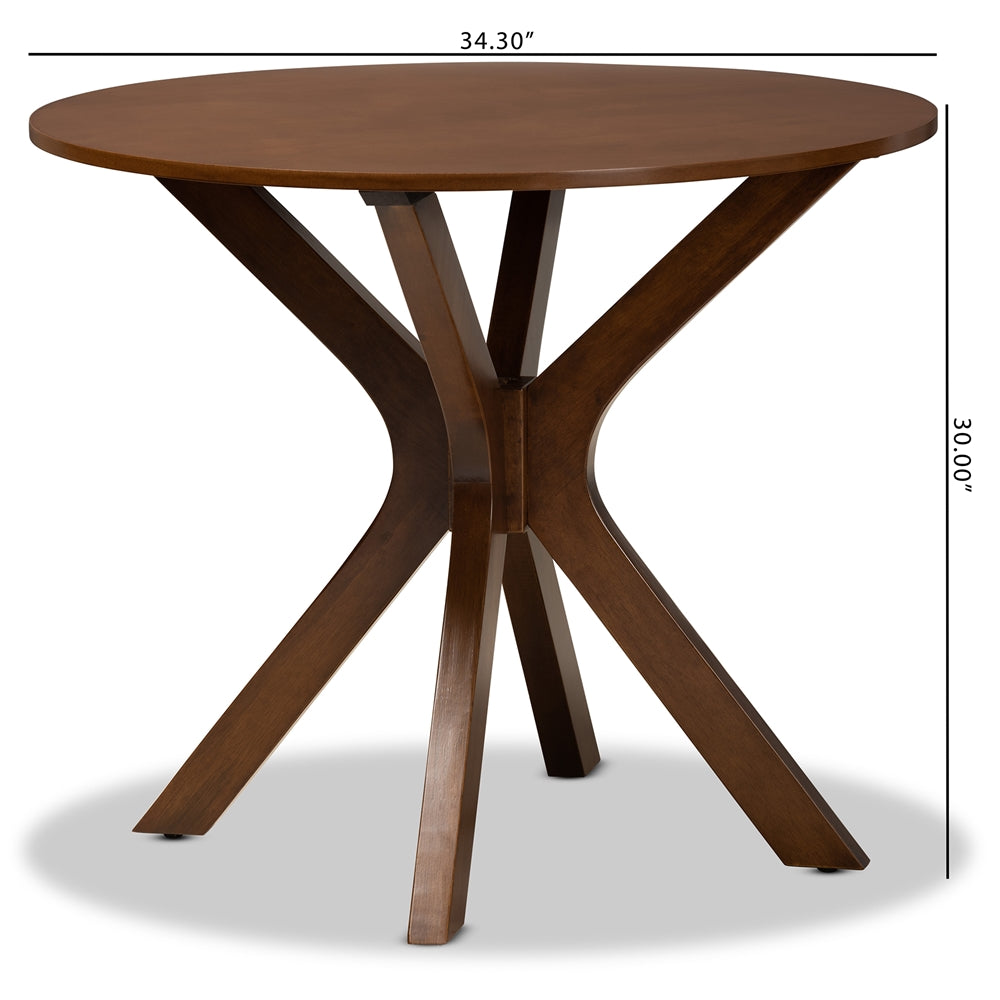 Baxton Studio Kenji Modern And Contemporary Walnut Brown Finished 34-Inch-Wide Round Wood Dining Table