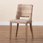 Load image into Gallery viewer, Baxton Studio Magy Modern Bohemian Grey Rattan And Natural Brown Finished Wood Dining Chair
