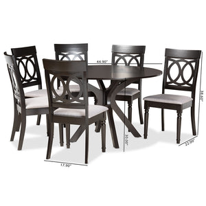 Baxton Studio Jessie Modern And Contemporary Grey Fabric Upholstered And Dark Brown Finished Wood 7-Piece Dining Set