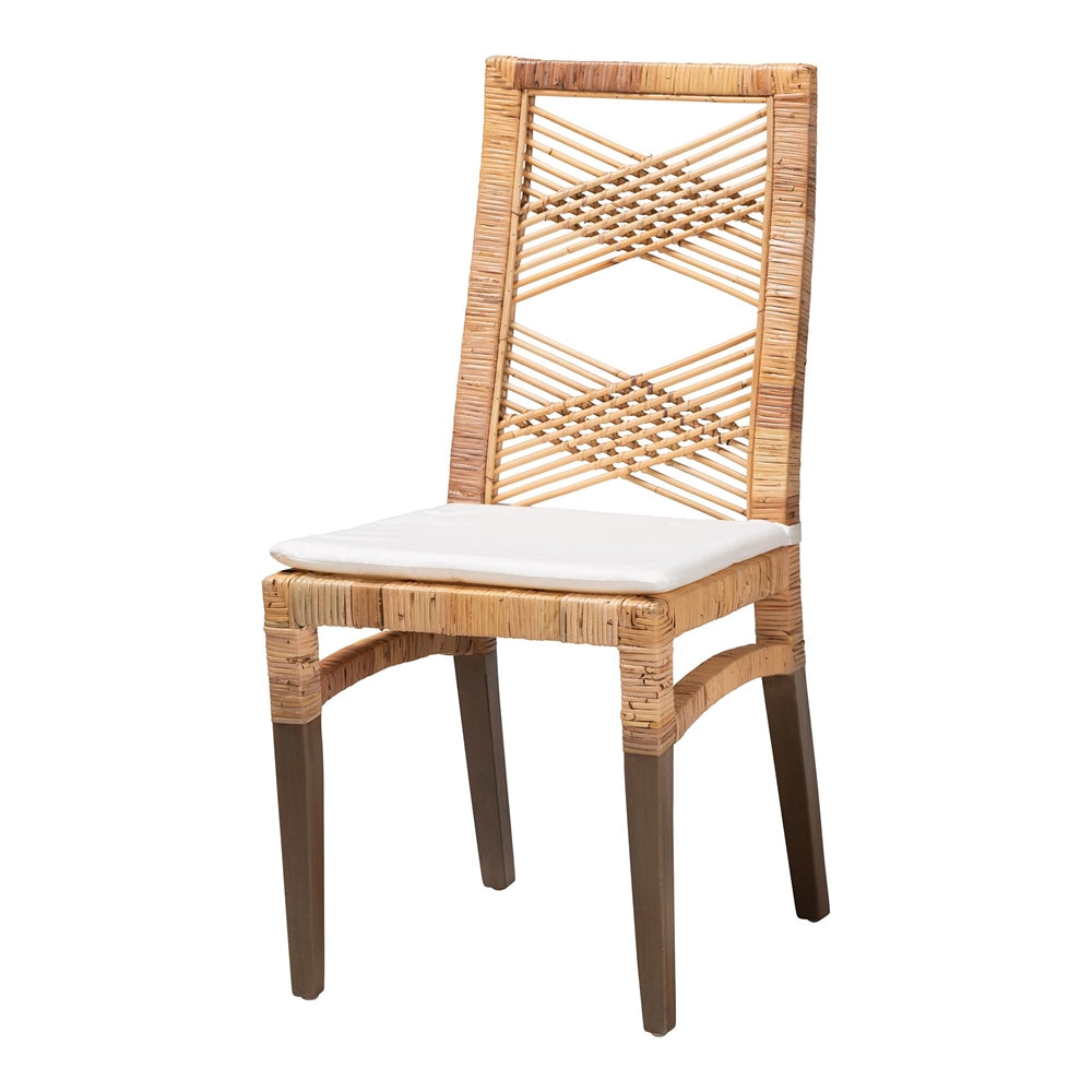 Baxton Studio Poltak Modern Bohemian Natural Brown Rattan Dining Chair